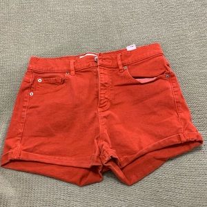 Orange high waisted shorts